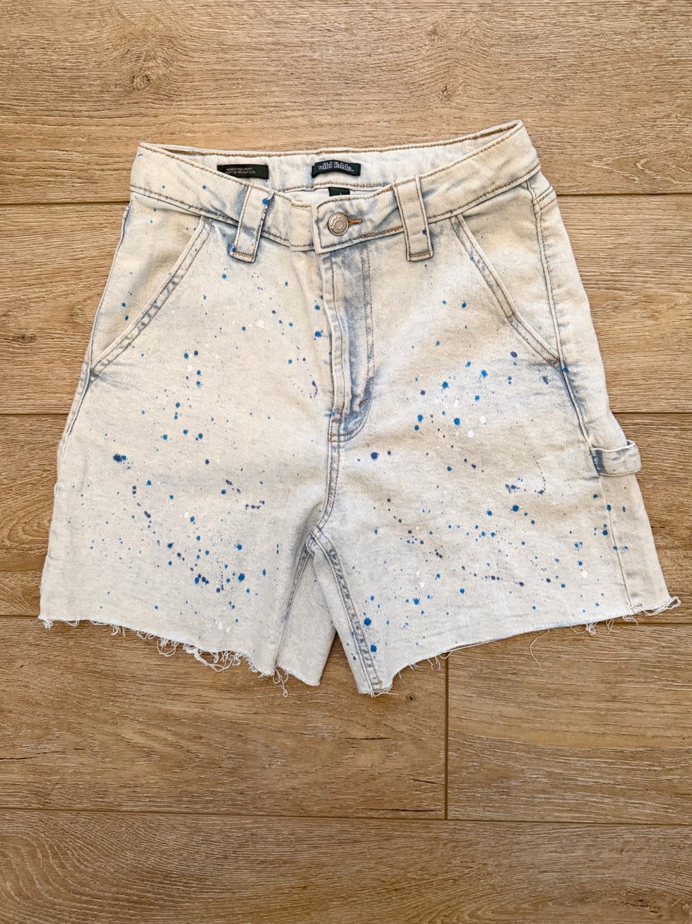 Wild Fable Super-High Rise Utility Paint Splash Jean Shorts Sz 2